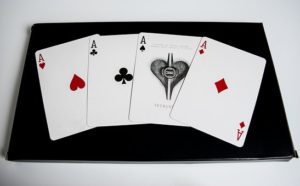 As cards on black cloth