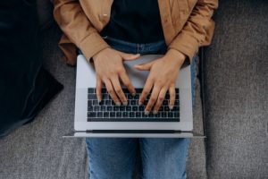 on laptop